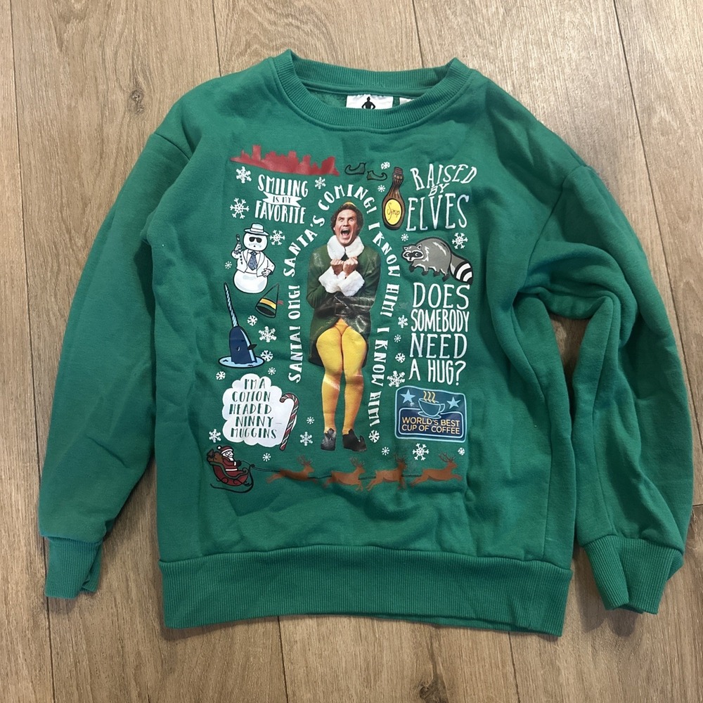 Elf Movie Kid's Long Sleeve Talking Graphic‎ Holiday Print Sweatshirt Med 8*